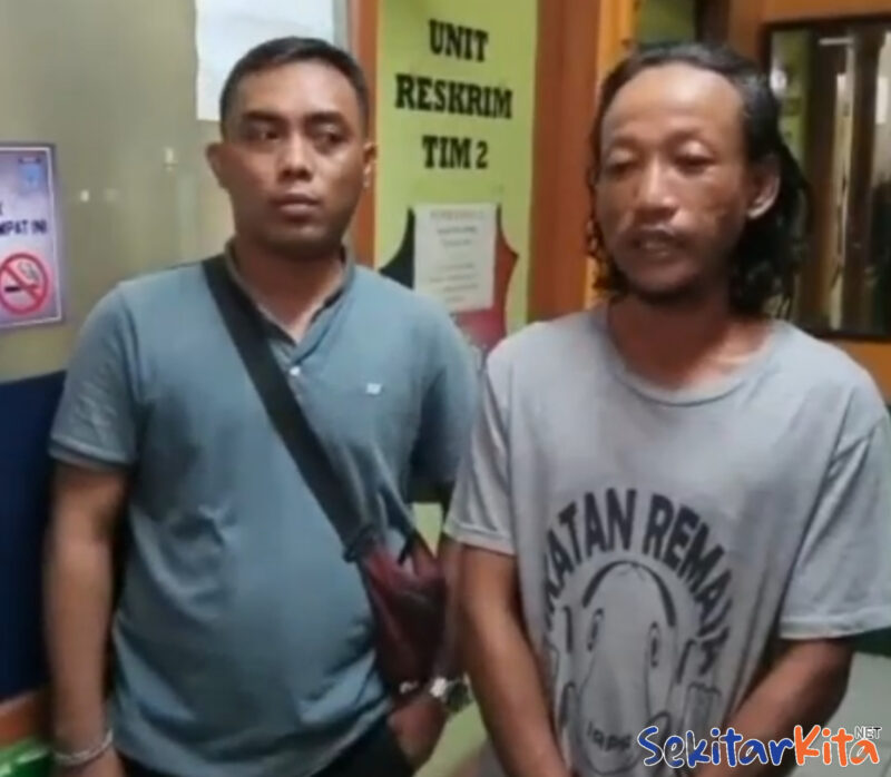 Unit Reskrim Polsek Ciputat Tangerang Selatan ringkus pelaku (Y) pemalak ojol di stasiun pondok Ranji Tangerang Selatan (foto: @kabarnegri)