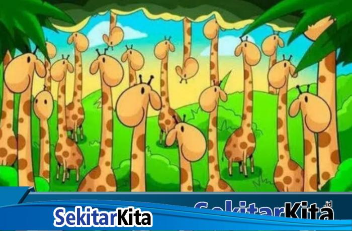 Teka teki asah otak, temukan ular diantara jerapah