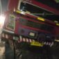 Truk trailer terperosok di jalan industri Pasir Gombong, Cikarang Utara (foto: Abdul Kholilulloh)