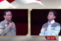 Momen Cawapres Gibran sindir Cawapres Mahfud MD pada debat Calon wakil presiden (cawapres) 2024 di Jakarta Convention Center (JCC) (foto: tangkapan layar @relawanpride)