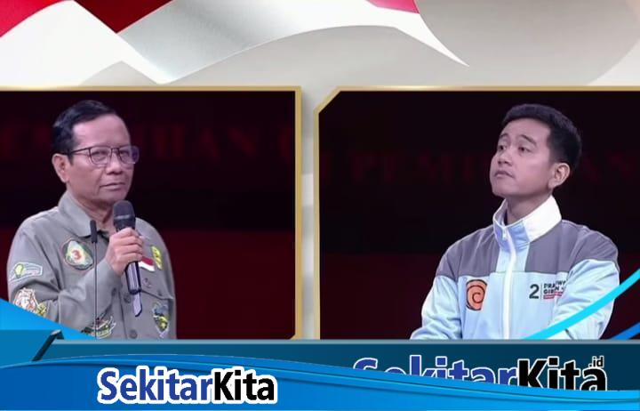 Momen Cawapres Gibran sindir Cawapres Mahfud MD pada debat Calon wakil presiden (cawapres) 2024 di Jakarta Convention Center (JCC) (foto: tangkapan layar @relawanpride)
