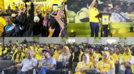 Kang Ace Bakar Semanagat relawan pada acara Konsolidasi Tim Relawan Pemenangan di Stadion Indoor Si Jalak Harupat, Kutawaringin, Kabupaten Bandung, Kamis, 8 Februari 2024.