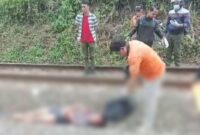 Seorang pria tewas tertabrak kereta di Kampung Simpati RT003/RW005, Desa Cilame Kecamatan Ngamprah, Kabupaten Bandung Barat, Selasa (13/02/2024). foto: (tangkapan layar/istimewa)