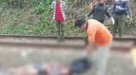Seorang pria tewas tertabrak kereta di Kampung Simpati RT003/RW005, Desa Cilame Kecamatan Ngamprah, Kabupaten Bandung Barat, Selasa (13/02/2024). foto: (tangkapan layar/istimewa)