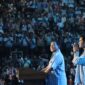 Capres Prabowo Subianto didampingi Cawapres Gibran Raka Buming Raka saat pidato di Istora Senayan usai Pengumuman Quick Count (foto: Tim Kampanye TKN Prabowo-Gibran) 