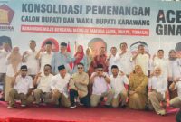 DPC Partai Gerindra Kabupaten Karawang menggelar konsolidasi pemenangan calon bupati dan wakil bupati Karawang, Acep Jamruri dan Gina (foto: andyka Nugroho)