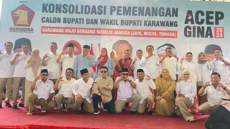 DPC Partai Gerindra Kabupaten Karawang menggelar konsolidasi pemenangan calon bupati dan wakil bupati Karawang, Acep Jamruri dan Gina (foto: andyka Nugroho)