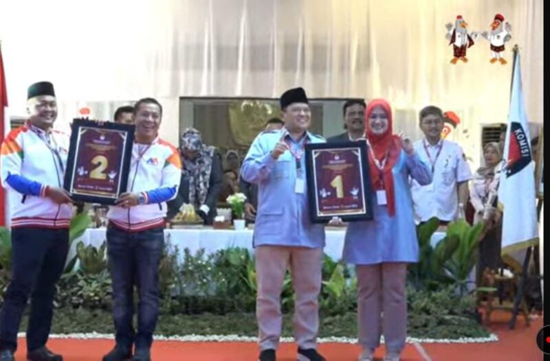 KPU Karawang Gelar Pengundian Nomor Urut Calon Bupati untuk Pilkada 2024 (foto; Andyka Nugroho)