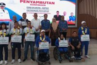 Penyambutan Kontingen PON XXI Aceh-Sumut dan Peparnas XVII Solo di Balai Besar Penjamin Mutu Pendidikan (BBPMP) Jabar, Jalan Raya Cimareme-Batujajar, Kamis (17/10/2024). foto: Abdul Kholilulloh