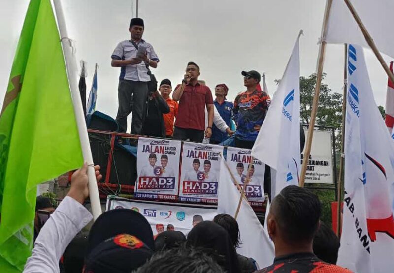 Lima serikat buruh di Kabupaten Bandung Barat resmi mendeklarasikan dukungan paslon HADE (foto: istimewa)