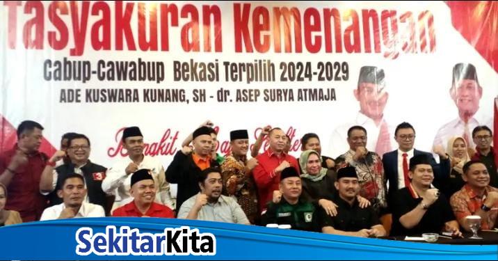 Pasangan Calon Bupati dan Wakil Bupati Bekasi nomor urut 03, Ade Kuswara Kunang dan dr. Asep Surya Atmaja, menggelar Tasyakuran Kemenangan (foto: Muh. Bahktiar)