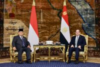 Presiden Republik Indonesia Prabowo Subianto dan Presiden Mesir Abdel Fattah El-Sisi menyuarakan seruan bersama untuk gencatan senjata di Palestina. foto: istimewa