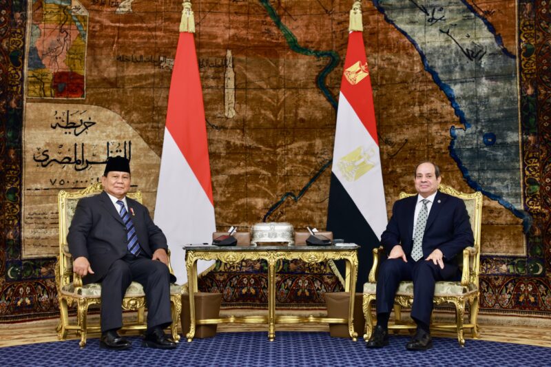 Presiden Republik Indonesia Prabowo Subianto dan Presiden Mesir Abdel Fattah El-Sisi menyuarakan seruan bersama untuk gencatan senjata di Palestina. foto: istimewa