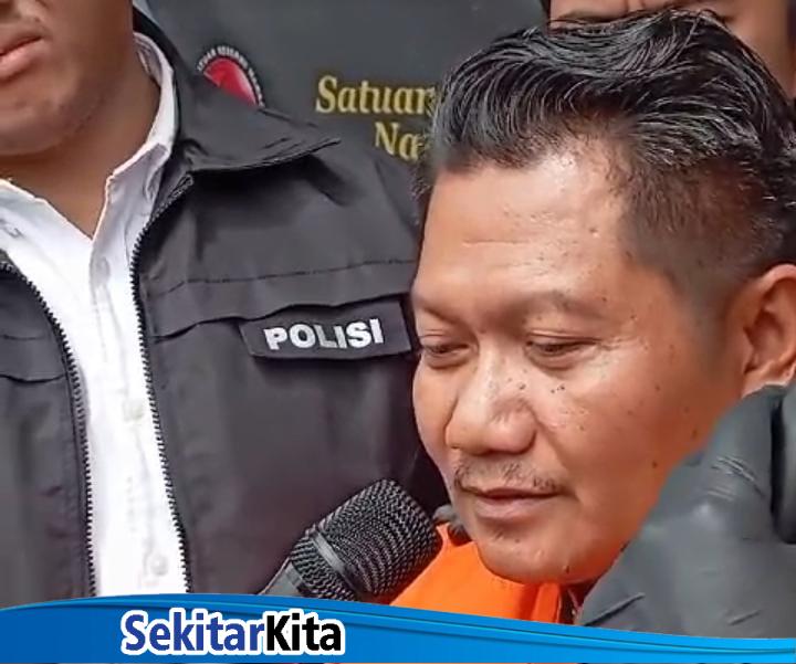 Tampang seorang sopir angkot berinisial MJ (45) yang Cabuli Siswi SMP di Bandung Barat kini ditahan oleh polisi (foto: Abdul Kholilulloh).