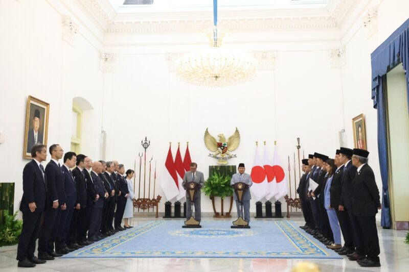 Presiden RI, Prabowo Subianto menerima kunjungan Perdana Menteri (PM) Jepang, Shigeru Ishiba, di Istana Kepresidenan Bogor, Jawa Barat, Sabtu (11/1/2025). foto: Setkab RI