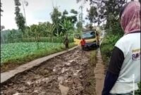 Jalan rusak parah di Desa Bojongkoneng, Kecamatan Ngamprah KBB viral di medsos (tangkapan layar: @infobandungbarat)