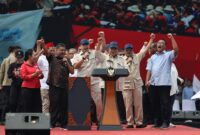 Presiden RI Prabowo Subianto hadiri peringatan May Day di Monas Jakarta (foto: Promedia Teknologi/istimewa)