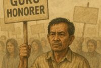Ilustrasi guru honorer (desain: Abdul Kholilulloh/dok. Sekitarkita.id)