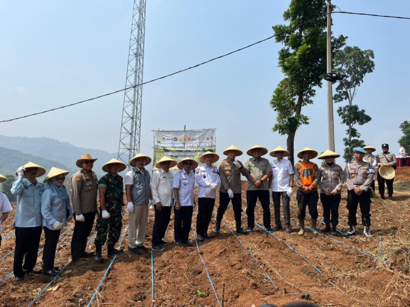 Dukung program swasembada pangan nasional, Polres Cimahi melaksanakan kegiatan penanaman jagung serentak kuartal IV Tahun 2025 di Kampung Cimenteng, Desa Kanangasari, Kecamatan Cikalongwetan, Kabupaten Bandung Barat, Rabu (8/10/2025).
