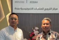 Bagas Haryotejo, Director of Indonesia Trade Promotion Centre Jeddah Ministry of Trade Republic of Indonesia (kiri) dan Ketua Kadin KBB, Syamsul Ma'arif (kanan), foto: istimewa 