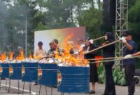 Direktorat Jenderal Bea dan Cukai (DJBC) Kantor Wilayah Jawa Barat melaksanakan pemusnahan rokok ilegal di Kota Baru Padalarang Kabupaten Bandung Barat (foto: Abdul Kholilulloh)