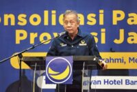 Wakil Ketua Umum DPP Partai NasDem, Saan Mustopa, saat menghadiri konsolidasi akbar di Bandung sebagai penutup Safari Ramadan 1447 H (foto: istimewa)