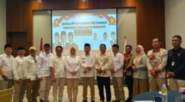 Wakil Bupati Asep Ismail dan Ketua DPC Partai Gerindra KBB, Pipih Supriyadi beserta jajaran terima kunjungan roadshow KPU dan Kesbangpol KBB dalam rangka sosialisasi awal verifikasi partai politik menuju Pemilu 2029 (foto: istimewa)
