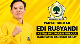 Edi Rusyandi resmi pimpin Ketua DPD Partai Golkar Kabupaten Bandung Barat secara aklamasi (foto: dok. Sekitarkita.id/ desain Abdul Kholilulloh)