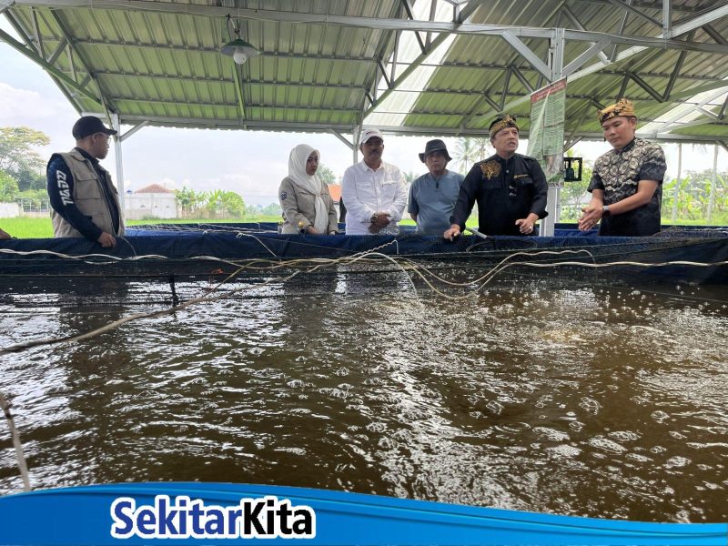 Anggota Komisi IV DPR RI dari Fraksi Partai Golkar, Dadang M. Naser saat meninjau pembudidaya ikan bioflok di Bandung Barat (foto: dok. Sekitarkita.id/ Abdul Kholilulloh)
